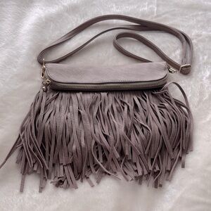 Elegant Fringe Crossbody Bag - Brown
